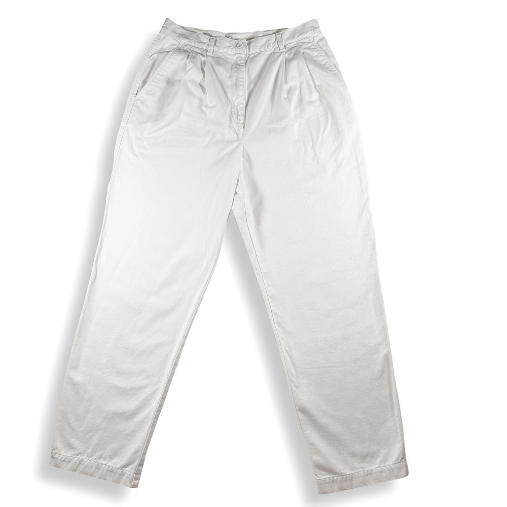 Lauren Ralph Lauren White Pleated High Rise Cotton Tapered Pants Size 14